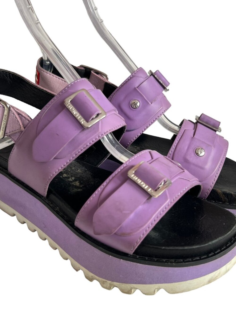 Hunter sandals chunky platform wedge pastel purple size 6 womens ankle straps